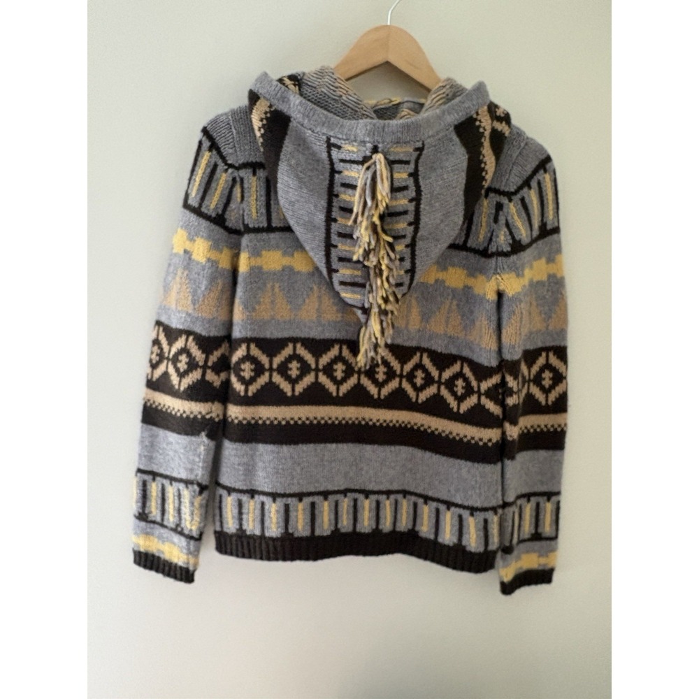 Sparrow Womens Small Fair Isle Zip Hoodie Sweater Gray Anthropologie - Picture 3 of 3